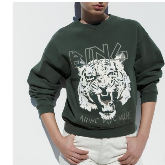 Anine Bing Tops - Anine Bing Green Tiger Sweater